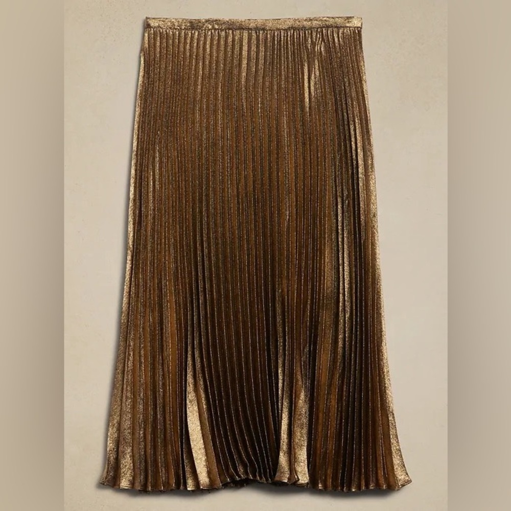 Banana Republic Gold Lamé Midi Skirt Size 12